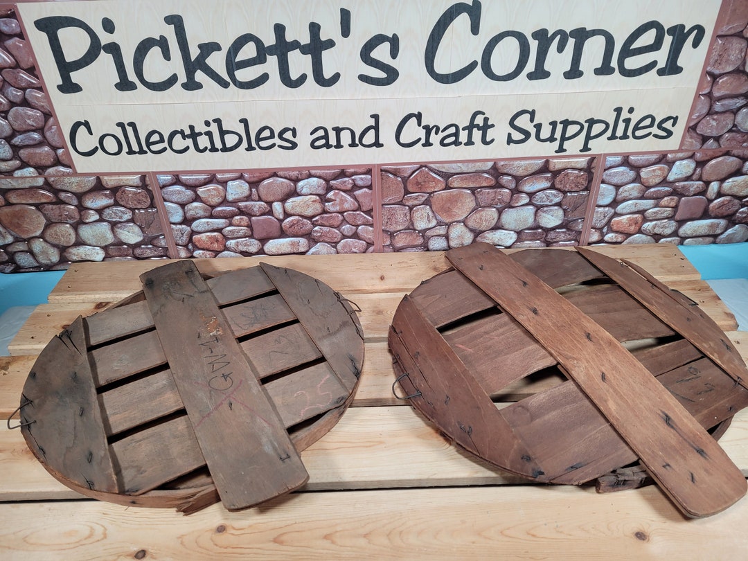 Vintage Wooden Half Bushel Basket Lids Etsy
