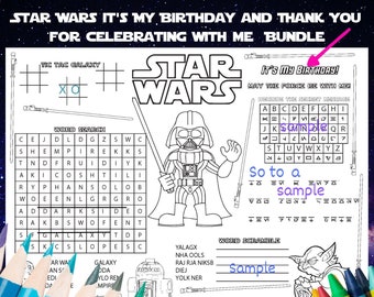 Star Wars Favor Birthday Party Game Activity Coloring Page Placement Printable Instant Download boys party favor