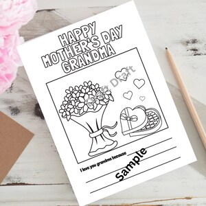 Happy Mother&#39;s Day Grandma Coloring and Fill In Page for Children