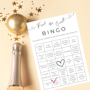 Bridal Shower Bingo Game: Find The Guest, Minimalist Design