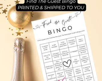 Printed Bridal Shower Game: Find The Guest Bingo