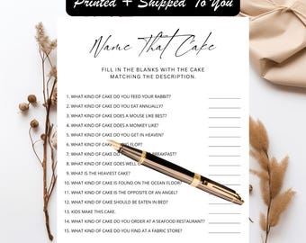 Name That Cake Bridal Shower Game: Printed Party Activity