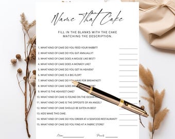 Name That Cake Bridal Shower Game: Printed Party Activity