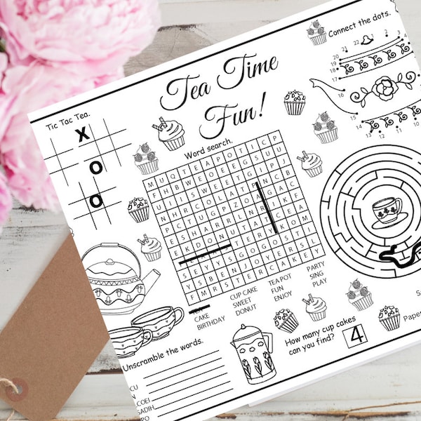 Tea Party Printable Games for Kids Instant Download