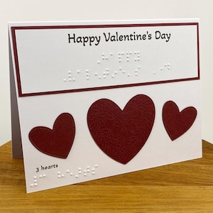 Carte de Saint-Valentin personnalisable en braille, coeurs