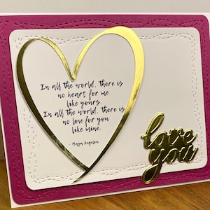 Citation de Maya Angelou à l'occasion d'un anniversaire rehaussé d'or / carte Je t'aime
