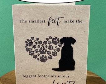 Plantable, customizable breed pet sympathy card, biggest footprints in hearts - grow wildflowers