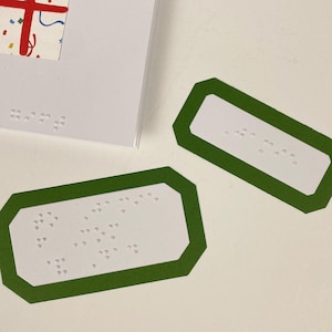Etiquettes cadeaux personnalisables en braille, parfaites pour Noël et tous les cadeaux !