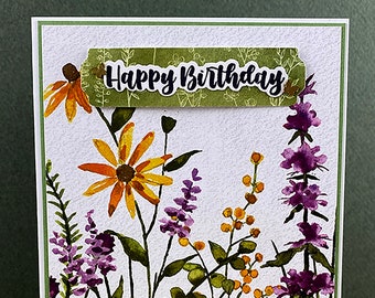 Watercolor Floral Birthday Card: Handmade Spring Flowers