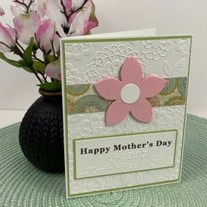 Carte de fête des mères personnalisable en braille et tactile, fleur