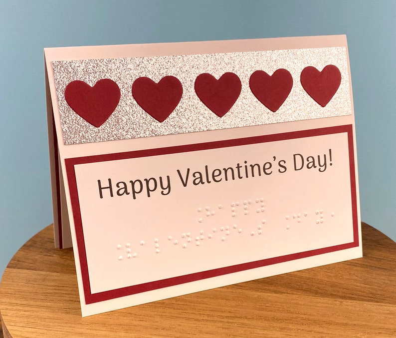 Braille Valentine's Day Card With Tactile Hearts Etsy