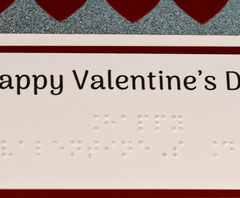 Braille Valentine's Day Card With Tactile Hearts Etsy