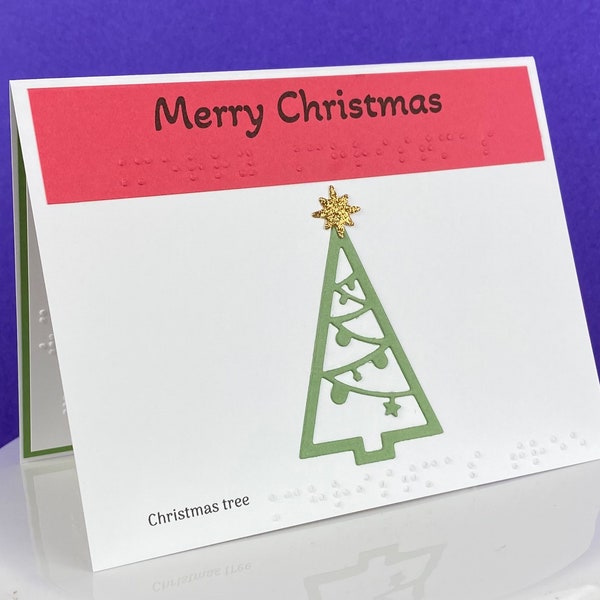 Braille Christmas card with tactile Christmas tree