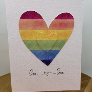 Carte drapeau coeur fierté, 7 options de drapeau de la fierté, mariage LGBTQ+, anniversaire ou message d'amour - Carte de voeux incluse