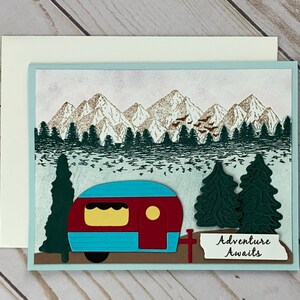 Camper in Mountains blank card