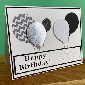 Carte d'anniversaire personnalisable en braille et ballon tactile