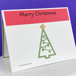 Carte de Noël personnalisable en braille avec sapin de Noël tactile