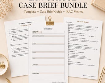 Law School Case Brief Template & Guide | IRAC Method 1L Briefing Format, Printable and Digital | Law Student Study Tool PDF