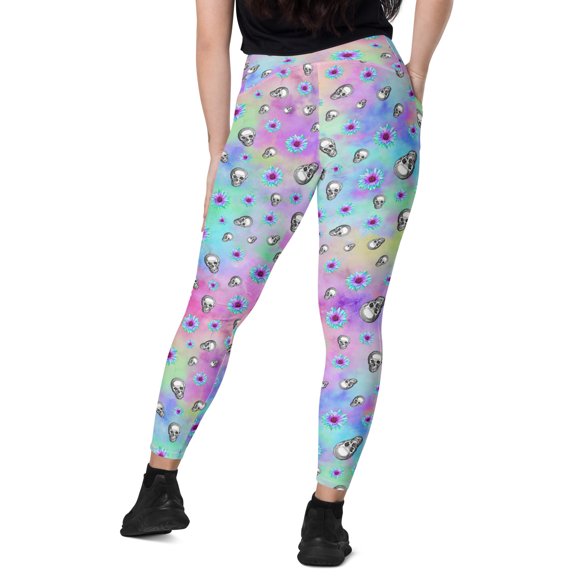Skull Leggings, Pocket Leggings, Womens Halloween Leggings, Plus