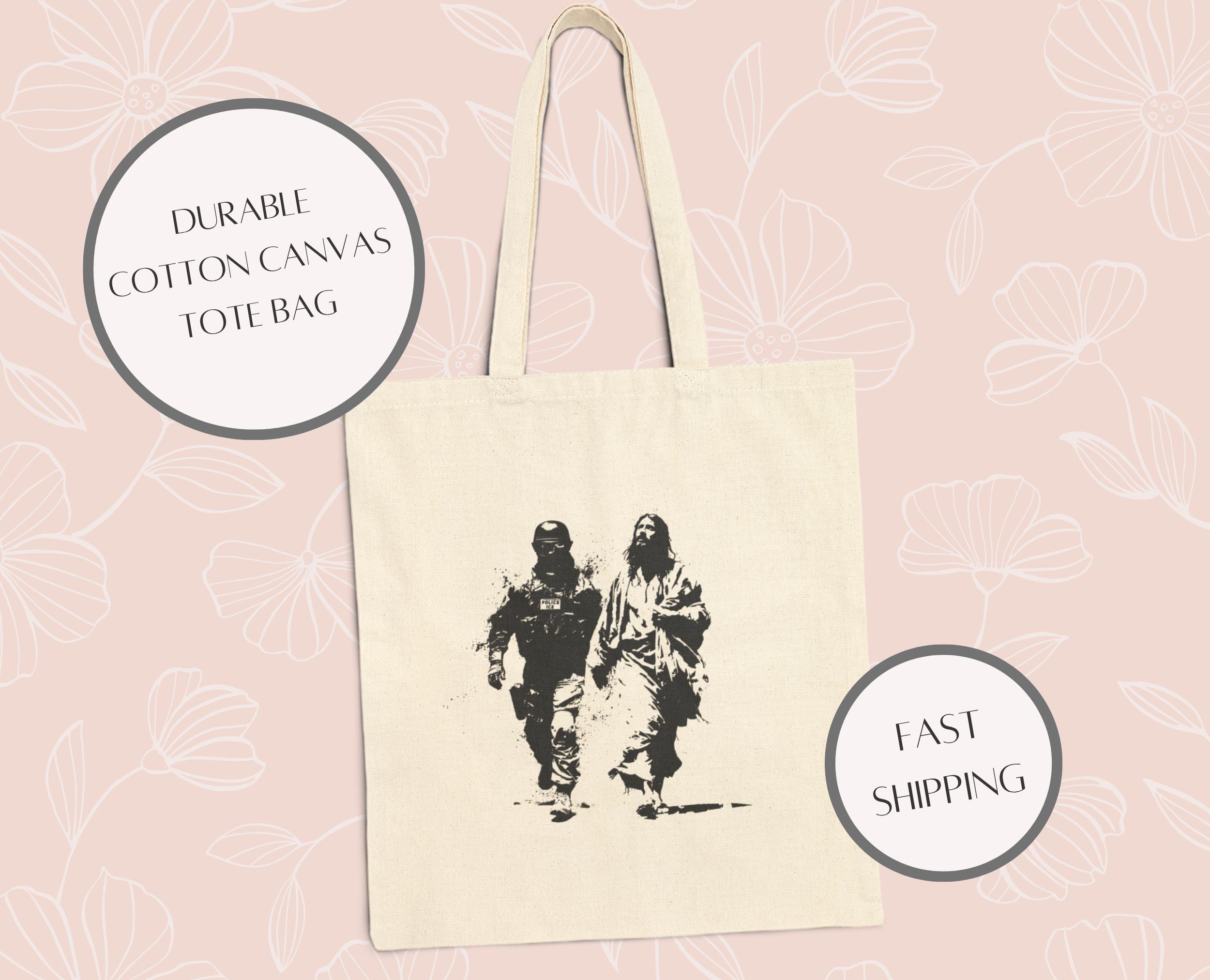 Jesus Arrested by ICE Graphic Tote Bag for Activists and