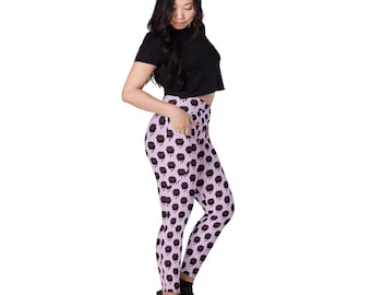 Goth Rose Leggings, Womens Halloween Leggings, Pocket Leggings, Pastel Goth, Crossover Waist Leggings