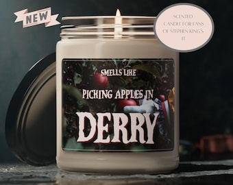 Picking Apples in Derry 9oz Scented Candle, Gift for Fans of Stephen King and IT, Bookish Gift for Halloween or Birthdays, Literary Candle
