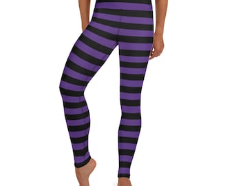 Purple Striped Leggings, Halloween Leggings, Halloween Costume, Leggings for Women, Plus Size Leggings