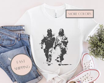 Camiseta de lona Bella con el grafiti de Jesús arrestado por ICE, camiseta de arte callejero de protesta política