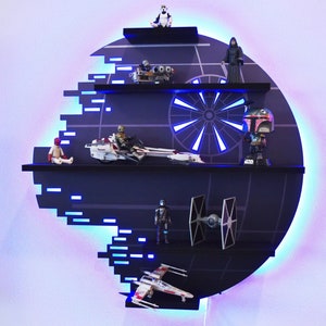 Death Star Display Shelf, LED Lighted Sign, Death Star Wars Wall Decor, Funko Pop Shelving