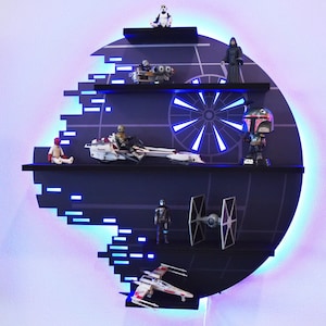 Death Star Display Shelf, LED Lighted Sign, Death Star Wars Wall Decor, Funko Pop Shelving