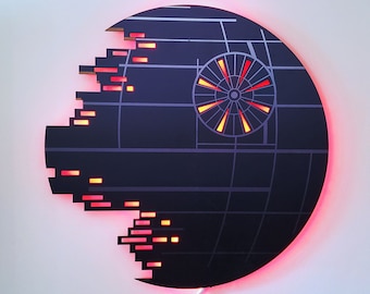 24&quot; LED Lighted Death Star Inspired Wall Art Sign, Death-Star Wars Decor