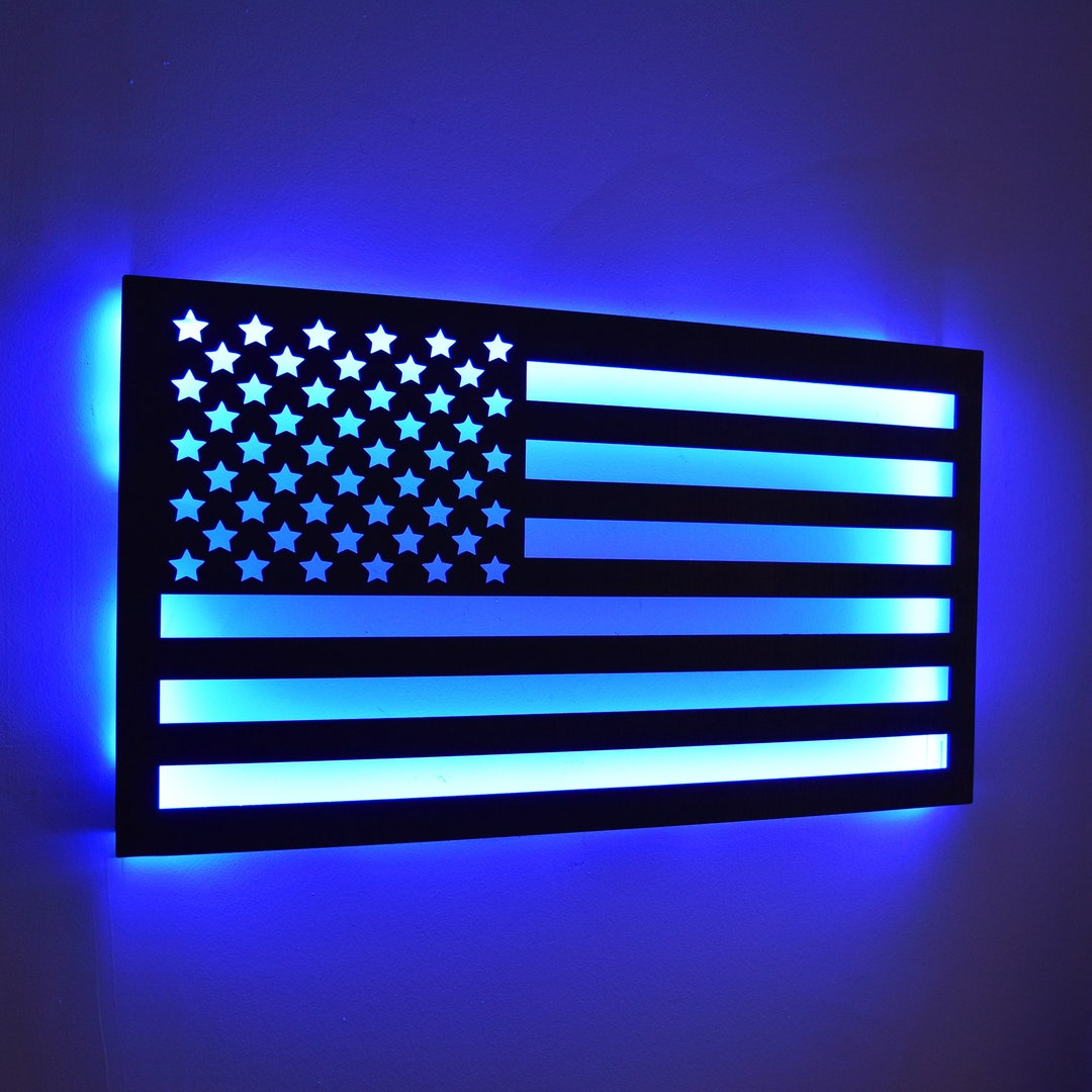 LED American Flag Sign Light, USA Flag Wall Art, Patriotic Wall Decor