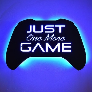 24" LED Just One More Game Lighted Wall Sign, Gamer Gift, Game Room Light, Video Game Wall Art Lights Decor