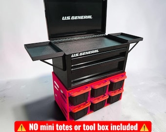 Teeny Tote Caddy & Mini Tool Box Stand – 6-Tote Storage Rack Compatible with Kobalt, U.S. General, Hyper Tough, Performax and More