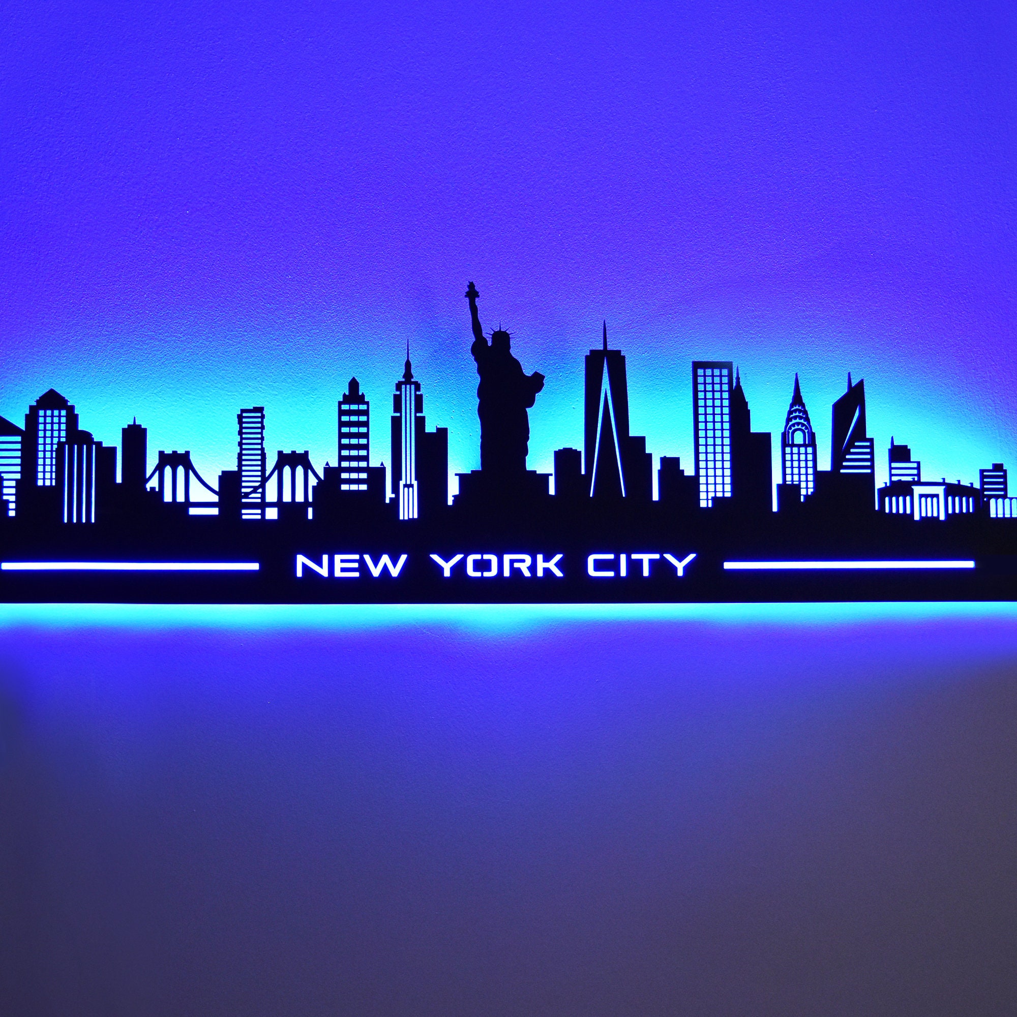 Illuminated night skyline, New York print by Editors Choice