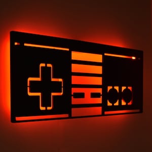 24&quot; LED Lighted Nintendo Inspired Controller Sign NES, Gamer Gift, Game Room Light, Video Game Wall Art Lights Decor