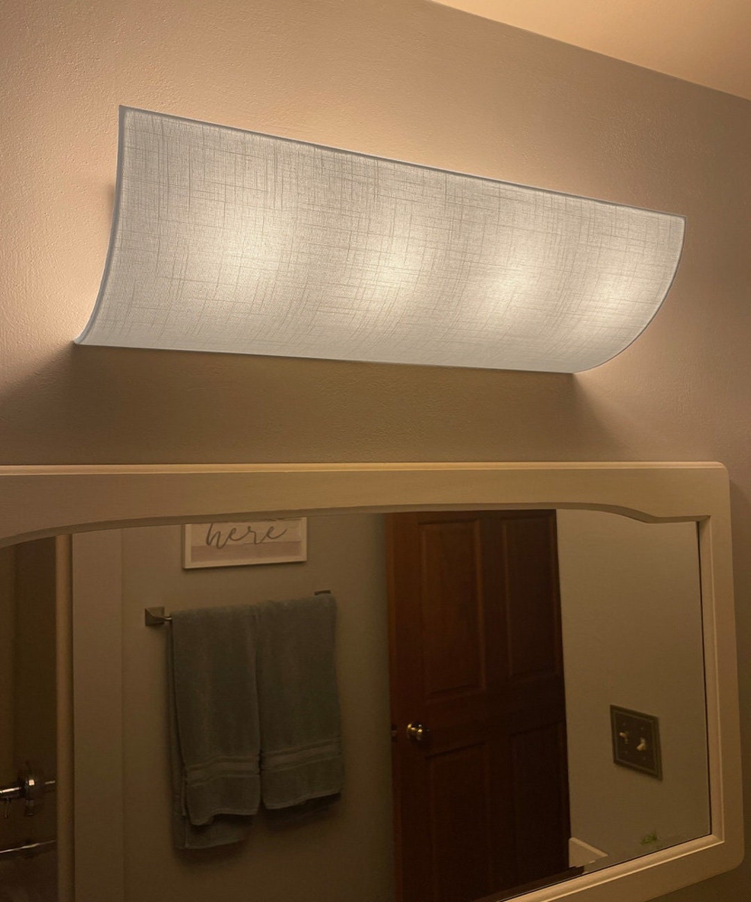 Moderne Vanity Light Cover Conversion Kit, 32w White Textured Fabric