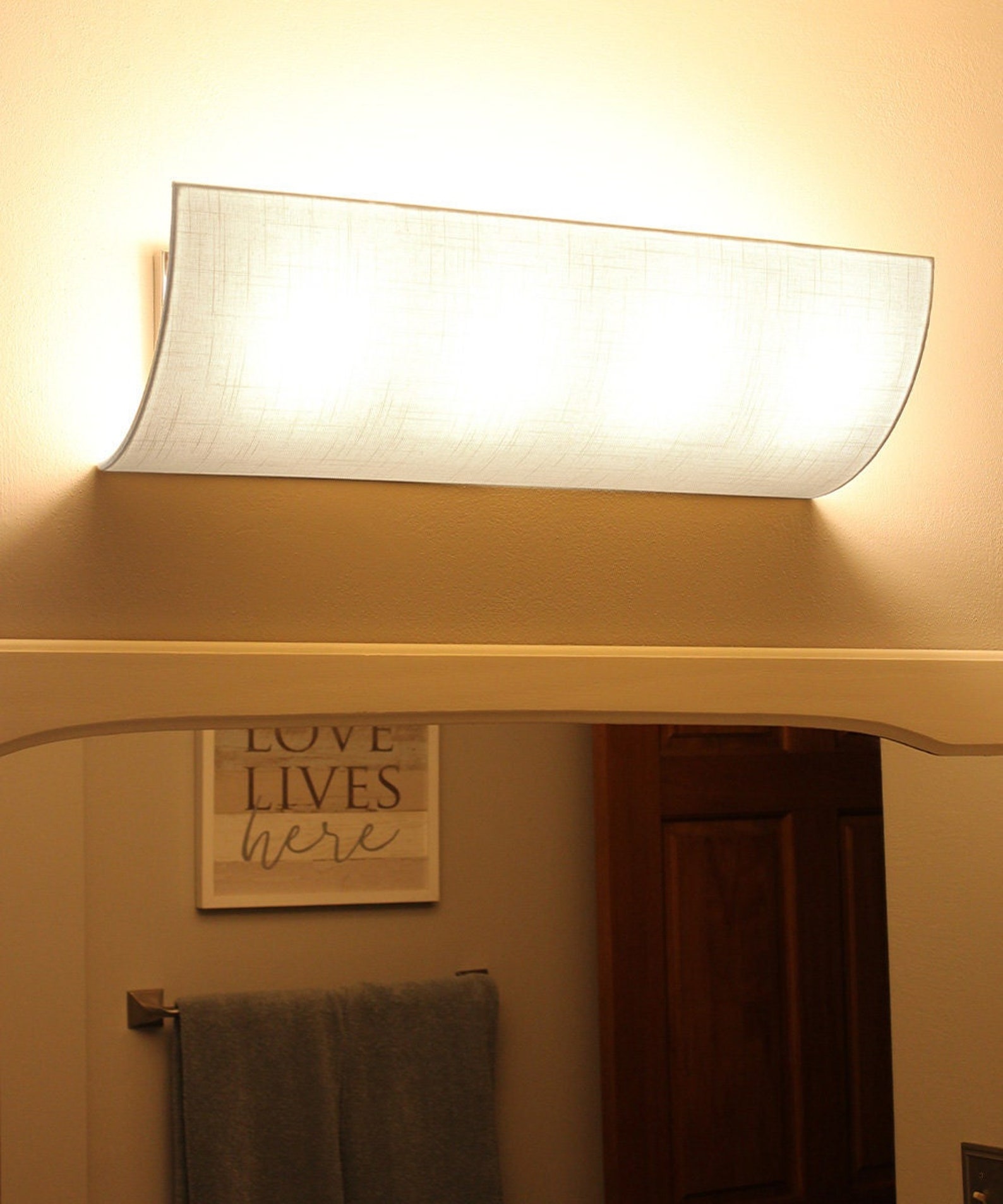 Moderne Vanity Light Cover Conversion Kit, 20"w White Textured Fabric ...