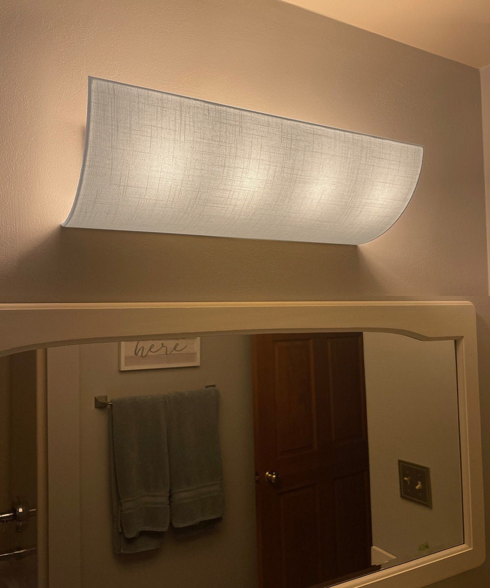 Moderne Vanity Light Cover Refresh Kit, 26"w White Textured Fabric ...