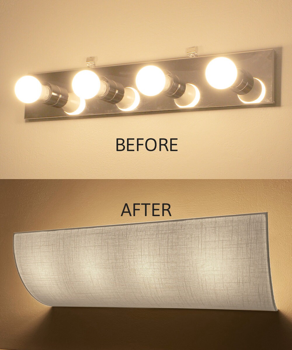 Moderne Vanity Light Cover Refresh Kit, 26w White Textured Fabric Shade