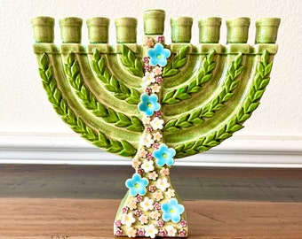 Handmade Ceramic Flower Garden Menorah