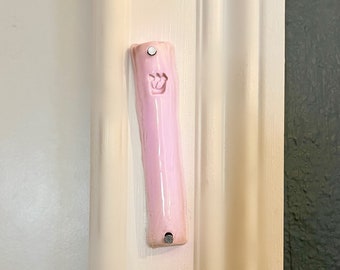 Handmade Ceramic  Mezuzah - light pink