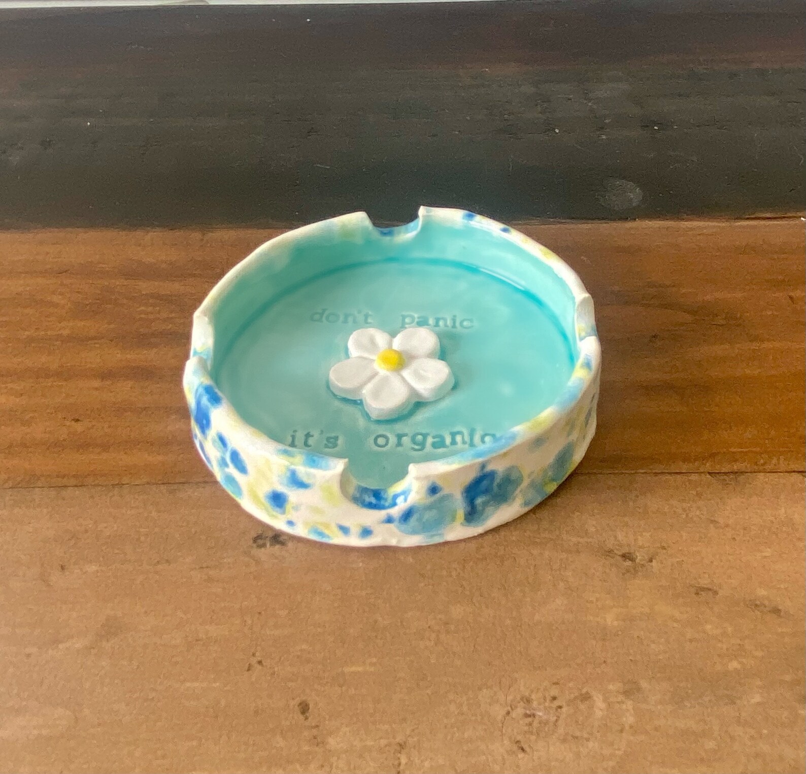 Handmade Ceramic Ashtray Dont Panic Its Organic Etsy