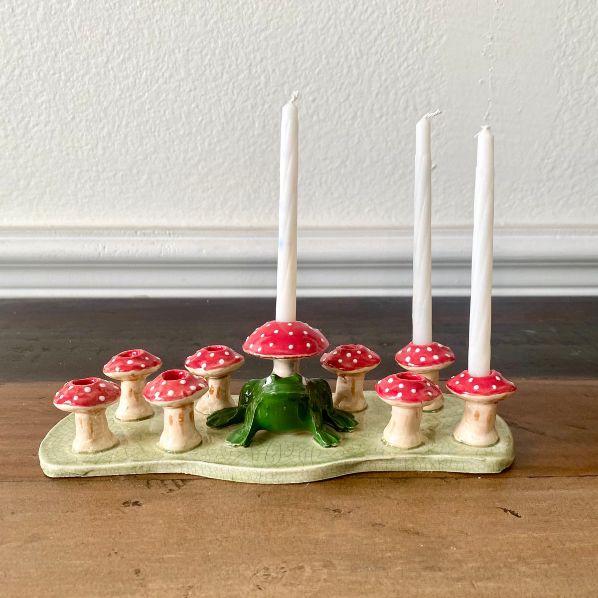 Handmade Ceramic Menorah Frogs and Mushrooms - Etsy