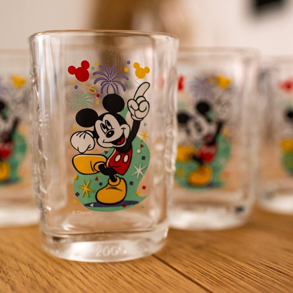 Set of Collectible Y2K Mickey Mouse Walt Disney World McDonald's Anniversary Glasses (x4)