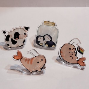 Acrylic Pins/Penguin Pin/Shrimp Pin/Cow Pin