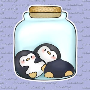 Pegatina impermeable laminada de Jar O' Penguins