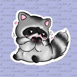 Waschbär & Zuckerwatte/Wasserdicht/Laminierter Aufkleber