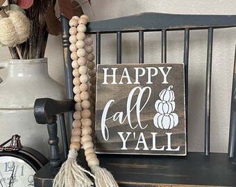Rustic Fall Sign, Distressed Shelf Sitter, Tiered Tray Decor, Happy ...
