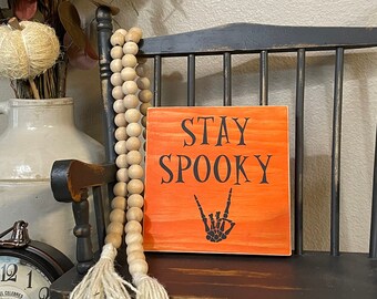 Spooky Halloween Wooden Sign | Stay Spooky | Halloween Decor | Tiered Tray Decor